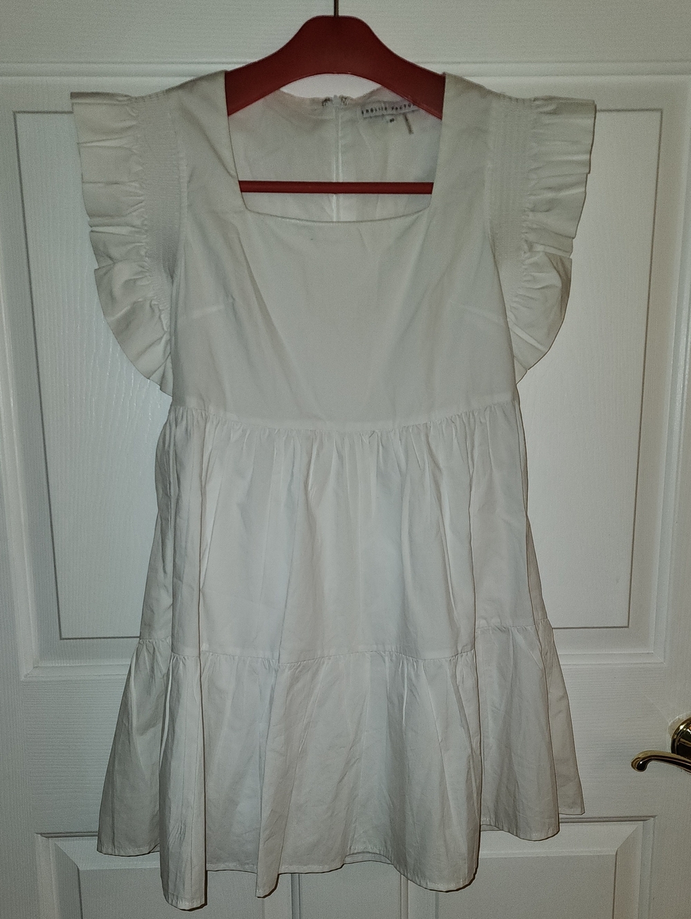 English Factory White Square Neck Ruffle Sleeve Mini Dress XS